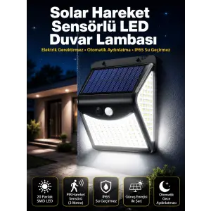Güneş Enerjili Sensörlü Duvar Lambası Bahçe Lamba Suya Dayanıklı Bahçe Aydınlatma