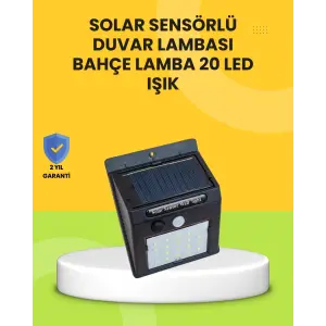 Güneş Paneli ile Şarj Olan 20 LED Dış Mekan Hareket Sensörlü Lamba