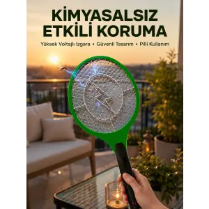 Hafif ve Ergonomik Elektronik Böcek Öldürücü – Güvenlik Koruması ile Pil Kontrollü