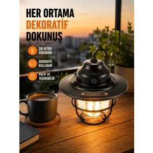 Hafif ve Taşınabilir Retro Tasarım Kamp Lambası