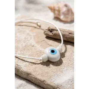 Handmade Bohem Beyaz Nazar Kolye