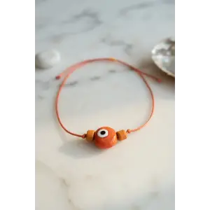 Handmade Bohem Turuncu Nazar Kolye