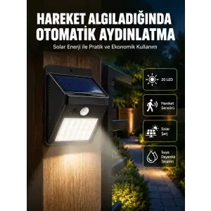 Hareket Algılamalı Solar LED Güvenlik Lambası Yeni Nesil