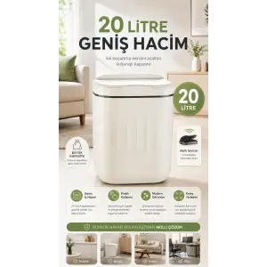 Hareket Sensörlü Büyük 20L Çöp Kovası UV Işıklı