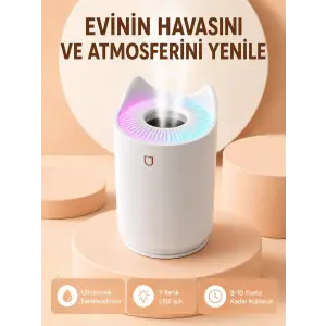 Hava Nemlendirici Buhar Makinesi Aromaterapi LED Işıklı Oda Nemlendirici