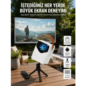 HD Ayaklı Portatif Projeksiyon Cihazı Android İşlemcili Sinema Projektörü