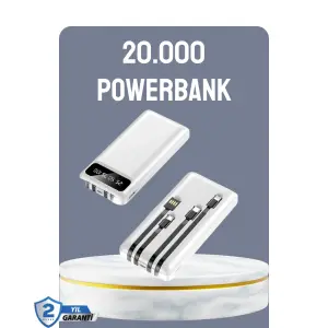 Hızlı Şarj Destekli 20.000mAh Powerbank USB Type-C Lightning LCD