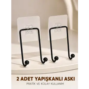 İkili Duvar Tipi Yapışkanlı Askılık Pratik Ev Düzenleme Askısı
