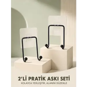 İkili Yapışkanlı Askı Seti Duvar Tipi Çok Amaçlı Pratik Askılık 2 Adet