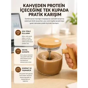 IP6 Su Geçirmez Şarjlı Kupa – 3D Karıştırma, 400 ml Yeni Nesil