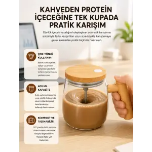 IP6 Su Geçirmez Şarjlı Kupa – 3D Karıştırma, 400 ml Yeni Nesil