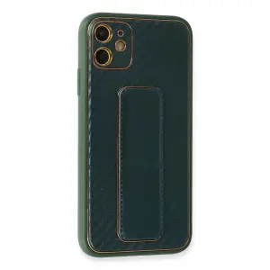 İphone 12 Kılıf Co Karbon Standlı Kapak - Yeşil