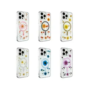 İphone 12 Kılıf Daisy Simli Magsafe Kapak - Mor