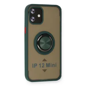İphone 12 Kılıf Montreal Yüzüklü  Kapak - Yeşil