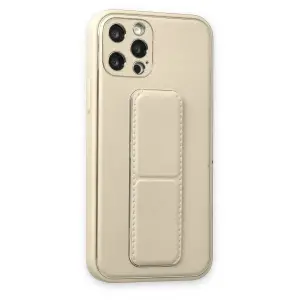 İphone 12 Pro Kılıf Co Deri Standlı Kapak - Beyaz