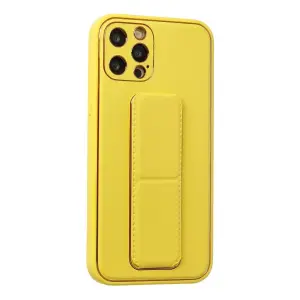 İphone 12 Pro Kılıf Co Deri Standlı Kapak - Sarı