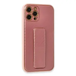 İphone 12 Pro Kılıf Co Karbon Standlı Kapak - Pembe