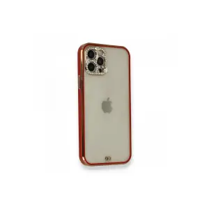 İphone 12 Pro Kılıf Liva Taşlı  - Kırmızı