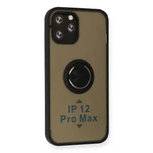 İphone 12 Pro Kılıf Montreal Yüzüklü  Kapak - Siyah