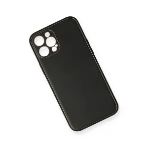 İphone 12 Pro Max Kılıf Co Deri  Kapak - Siyah