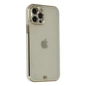 İphone 12 Pro Max Kılıf Liva Taşlı  - Beyaz