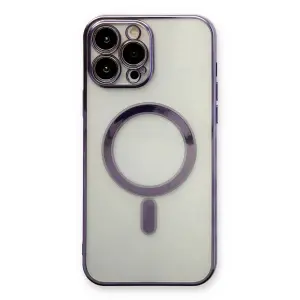 İphone 13 Pro Max Kılıf Magneticsafe Lazer  - Mor