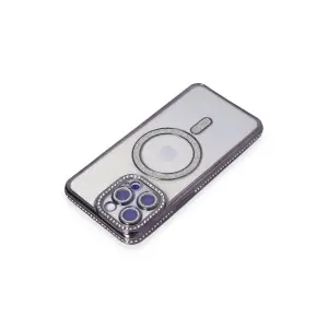 İphone 14 Pro Max Kılıf Joke Simli Magneticsafe Kılıf - Derin Mor