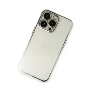 İphone 14 Pro Max Kılıf  Lensli  - Gümüş