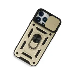 İphone 15 Pro Kılıf Pars Lens Yüzüklü  - Gold