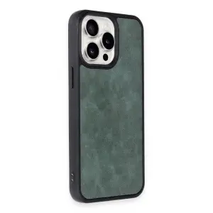 İphone 15 Pro Max Kılıf Aras Deri Kapak - Koyu Yeşil