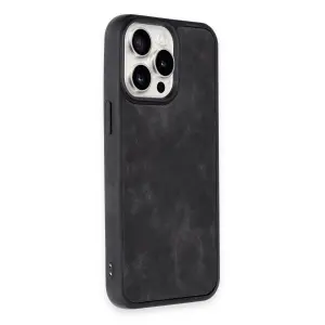 İphone 15 Pro Max Kılıf Aras Deri Kapak - Siyah
