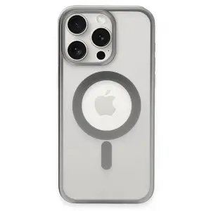 İphone 15 Pro Max Kılıf Erozi Magsafe Kapak - Gümüş