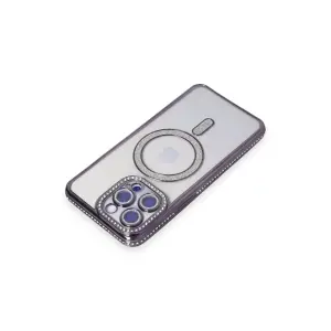İphone 15 Pro Max Kılıf Joke Simli Magneticsafe Kılıf - Derin Mor