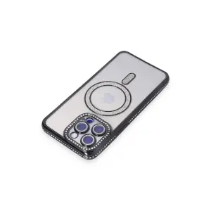 İphone 15 Pro Max Kılıf Joke Simli Magneticsafe Kılıf - Siyah