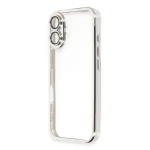 İphone 16 Plus Kılıf  Lensli  - Gümüş