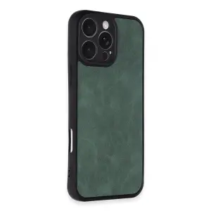 İphone 16 Pro Kılıf Aras Deri Kapak - Koyu Yeşil