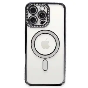 İphone 16 Pro Kılıf Joke Simli Magneticsafe Kılıf - Siyah