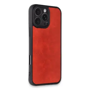İphone 16 Pro Max Kılıf Aras Deri Kapak - Kırmızı