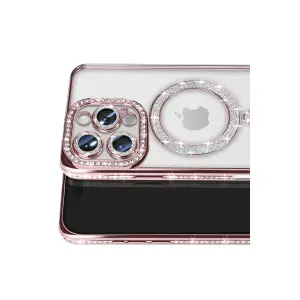 İphone 16 Pro Max Kılıf Joke Simli Magneticsafe Kılıf - Pembe