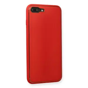 İphone 7 Plus Kılıf Co Deri  Kapak - Kırmızı