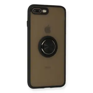 İphone 7 Plus Kılıf Montreal Yüzüklü  Kapak - Siyah