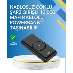 iPhone ve Android Uyumlu 10000mAh Powerbank – Hem Kablolu Hem Kablosuz