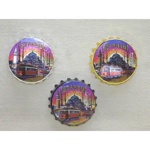 İstanbul Temalı Gazoz Kapağı Magnet - Model 4