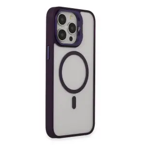 Joko  İphone 14 Pro Kılıf  Lens Magsafe Standlı Kapak - Derin Mor