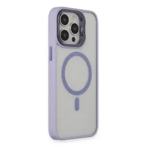 Joko  İphone 15 Pro Max Kılıf  Lens Magsafe Standlı Kapak - Lila
