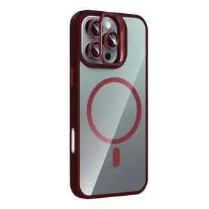 Joko  İphone 16 Pro Max Remim Lensli Magsafe Standlı Kapak - Bordo