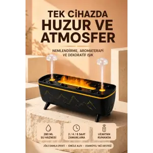 Jöle Yağmur Efektli Hava Nemlendirici 280 ML Aromaterapi Difüzörü Alev Efektli