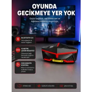 Kablosuz Bluetooth Kulaklık 5.0 Dokunmatik Kontrol Gürültü Engelleme