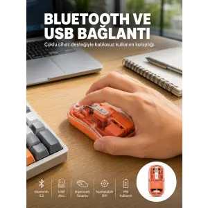 Kablosuz Bluetooth Mouse Şık ve Sessiz Ofis Tasarımı Yeni Nesil