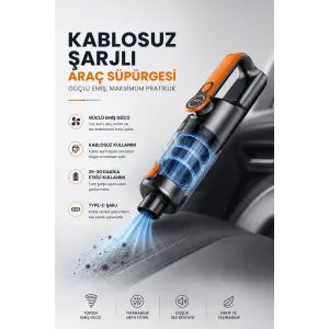 Kablosuz Şarjlı Araç ve Ev Tipi El Süpürgesi